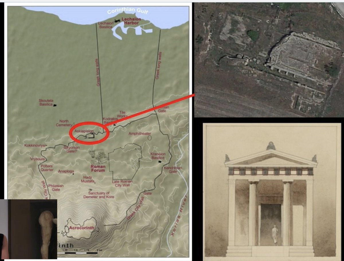The Sanctuary of Asklepios was excavated between 1929-1934. The Sanctuary would have been north of what was the ancient city of Corinth. As Tzonou says, this would have been a way to keep the quiet, calm serenity of the sanctuary for the patients.