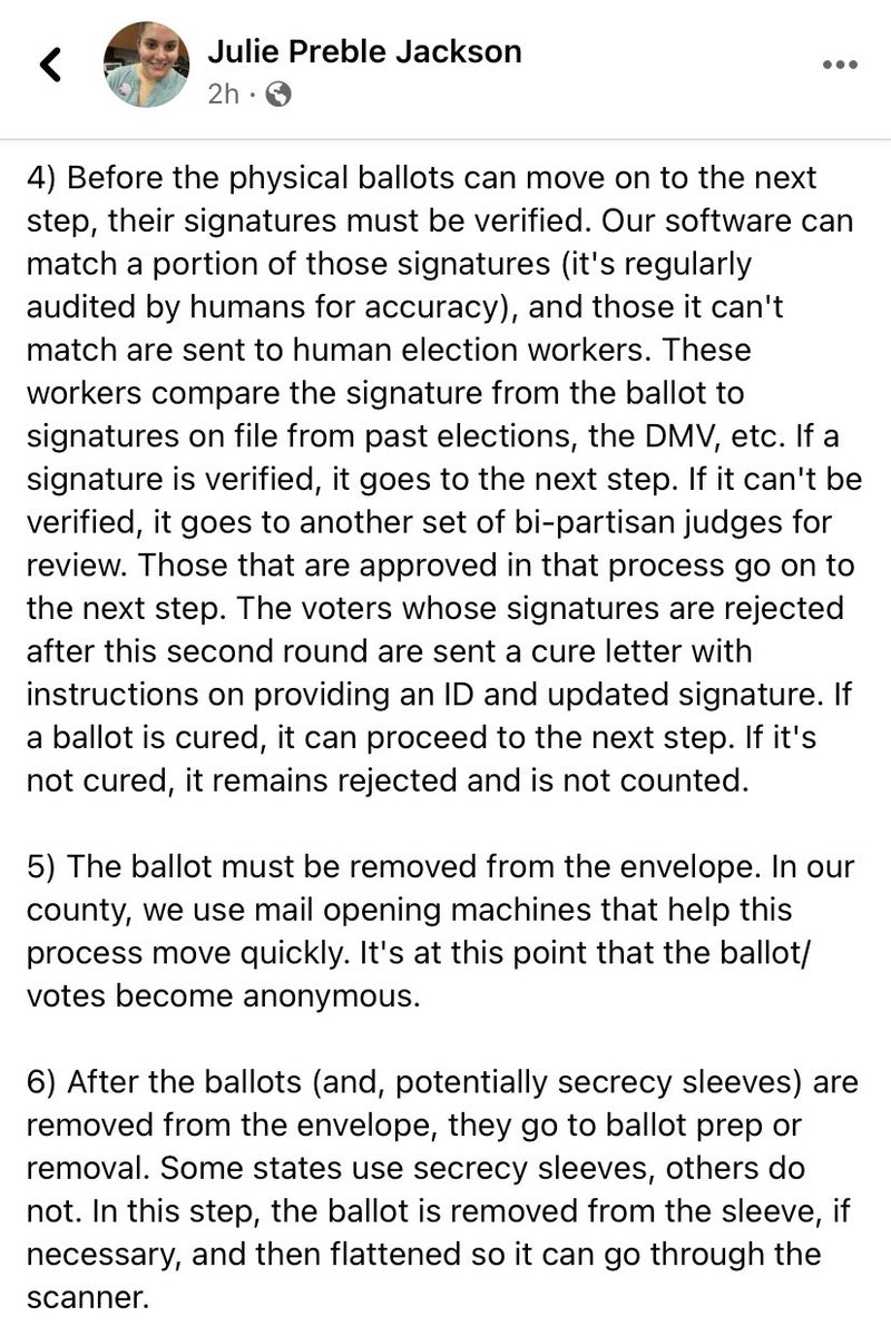 jmpreble's tweet photo. Why do mail ballots take longer to process? The answer is in the images below. I’m the comms specialist for a large CO county’s Elections Dept. Communicating this info to voters is legitimately my job. Video from post:  https://t.co/1UULLK82Qy #ElectionResults2020 https://t.co/J8NfO2R1Nh