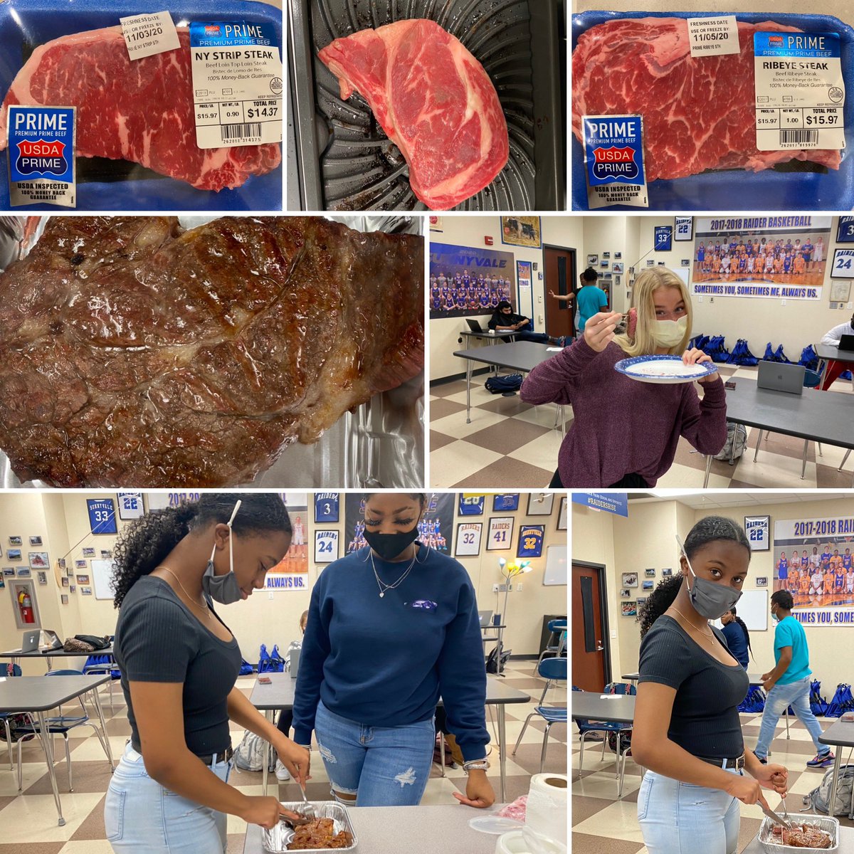 Advanced Animal Science: beef quality grade and cuts; I don’t always remember what I see or hear, but I rarely forget what I taste! #steak #prime #select #ribeye #nystripsteak #filetmignon #mediumwell #mediumrare #ninjafoodigrill #iloveteaching