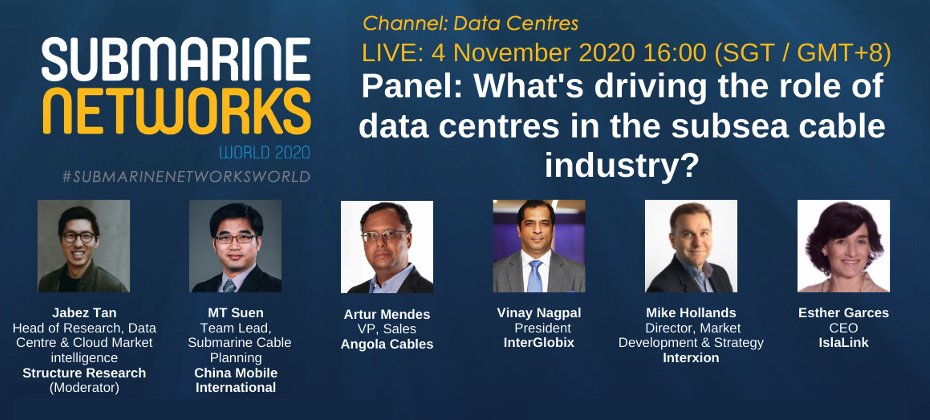 InterGlobix's tweet photo. Role of #datacenters in #subsea, a great discussion moderated by @hellojabez @StructureRes with panelists from @chinamobileTR @angola_cables @InterGlobix @interxion @digitalrealty @IslaLink at @SubNetsWorld 2020 organized by @Terrapinn #SubmarineNetworksWorld #interglobix #subsea https://t.co/ljWP1FemZ3
