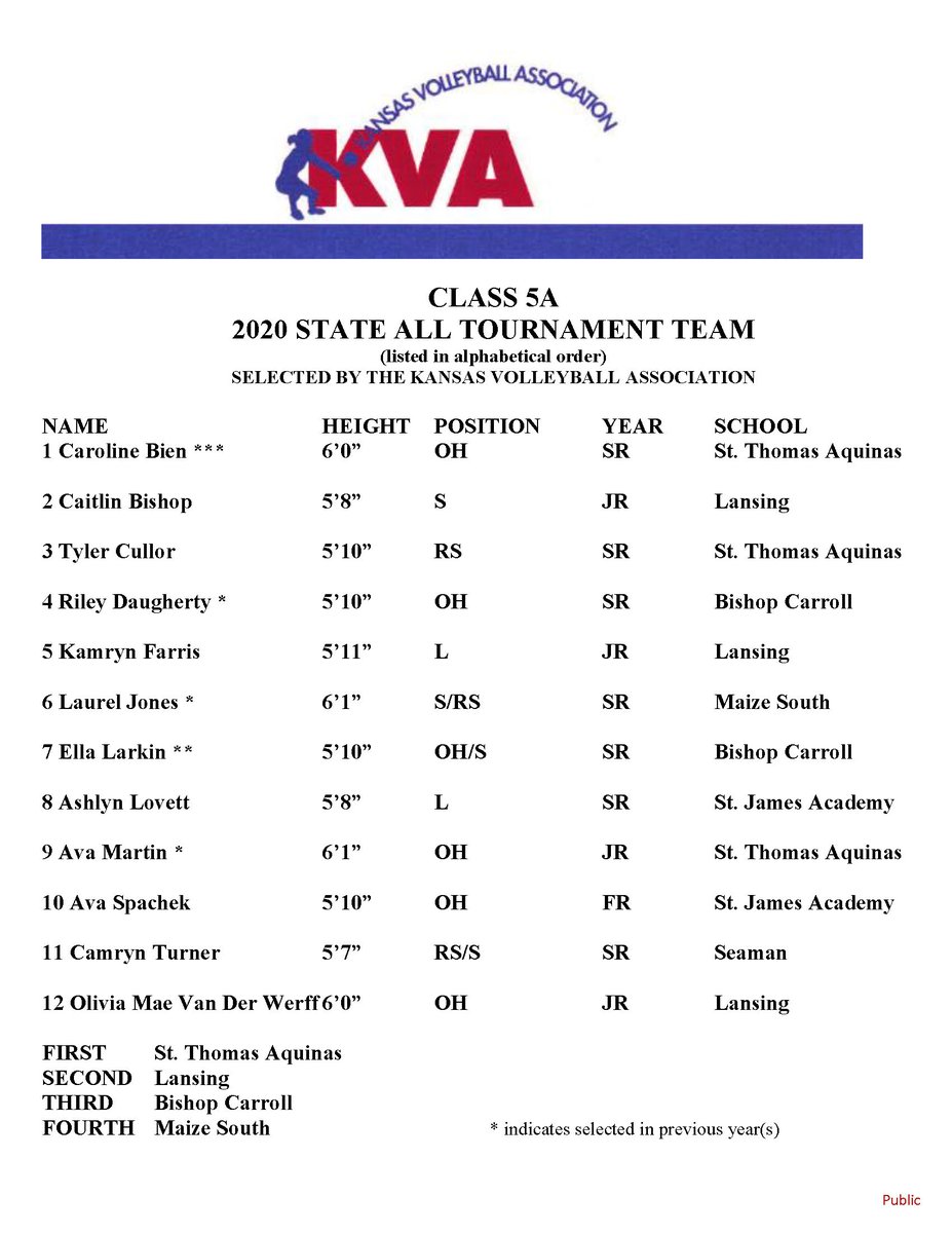 KVA 5A State All-Tournament team
