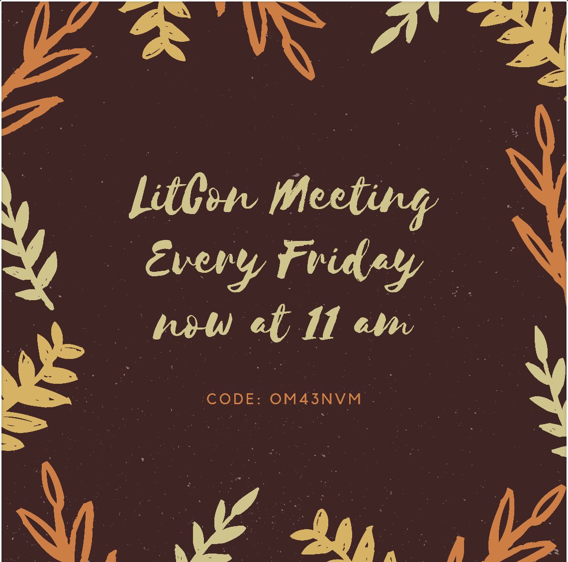 jchsLitCon's tweet image. Hello members, due to the new schedule, our meetings are now at 11 am. Hope to see you guys tomorrow! :)