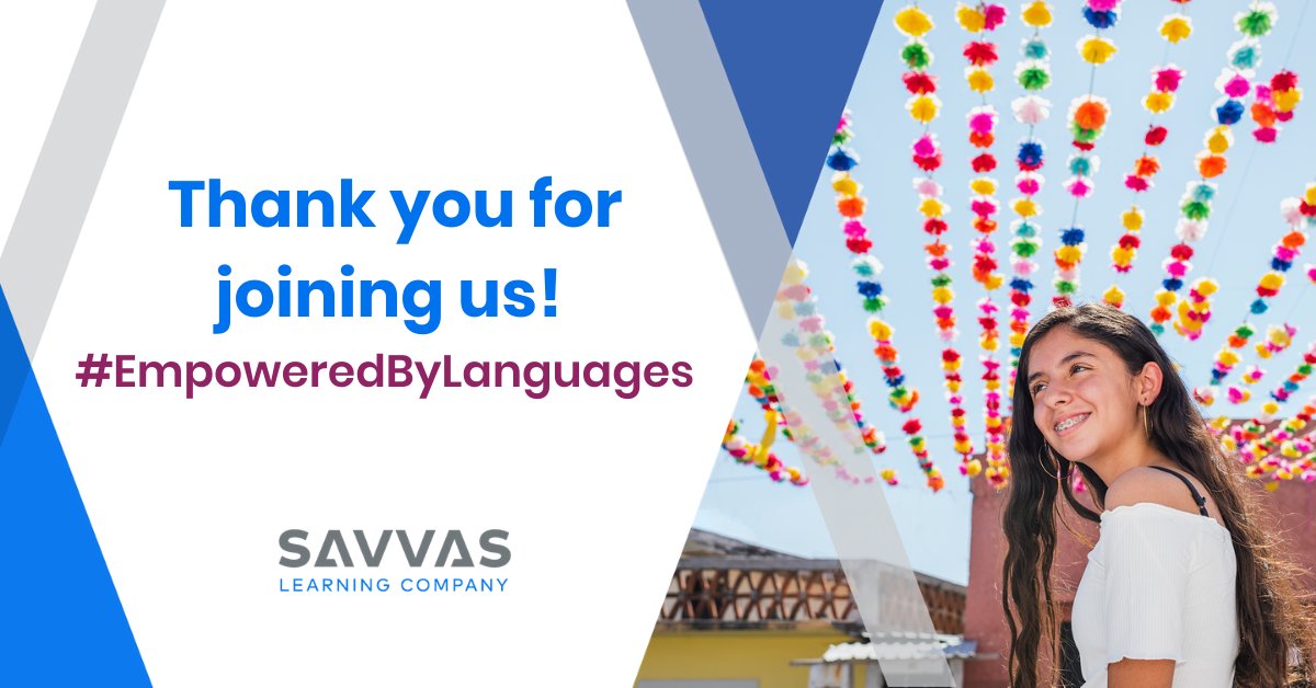 SavvasLearning's tweet photo. Thanks so much for joining us for our #EmpoweredByLanguages Twitter chat! Browse our K-12 #worldlanguages solutions today: https://t.co/8OqYsnFMaP #spanishteachers #spanishEd https://t.co/HHmkuCVpvd