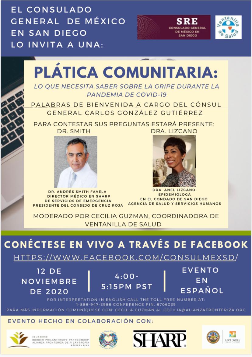 ¡Que emoción! Acompáñanos éste próximo jueves Vía Facebook Live, realiza tus preguntas en vivo sobre #lagripe y #COVID19 
facebook.com/consulmexSD 
🗓️ 12- nov, 4:00 pm PST
 @ConsulmexSDI, <a href="/VDSconsulmexSD/">Ventanilla de Salud - ConsulmexSD</a> y <a href="/SDCountyHHSA/">SD HHSA</a> invitan.