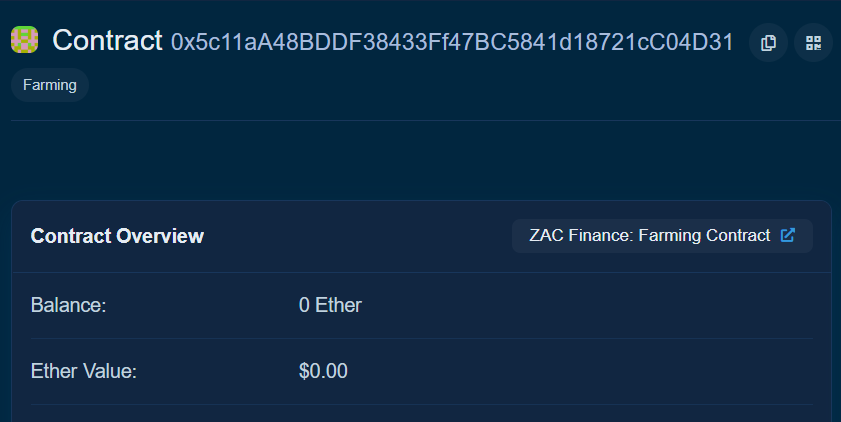 Rahulkhan64's tweet photo. @FinanceZac Z-Farm contract has been updated successfully @etherscan
 $ZAC 

#ZAC_Finance #Z_Farm #YIELDFARMING https://t.co/yCRRavLaAV
#Defi #yieldfarming #ZAC #uniswap #decentralized