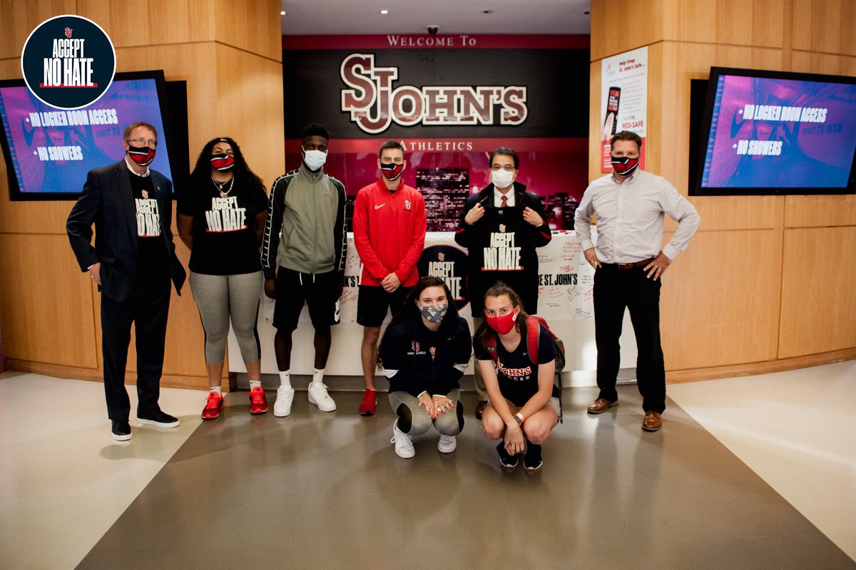 BIGEAST's tweet image. We stand with the @StJohnsRedStorm, who are hosting Solidarity Week at @StJohnsU. The Johnnies have started a movement - #AcceptNoHate. #BEtheChange