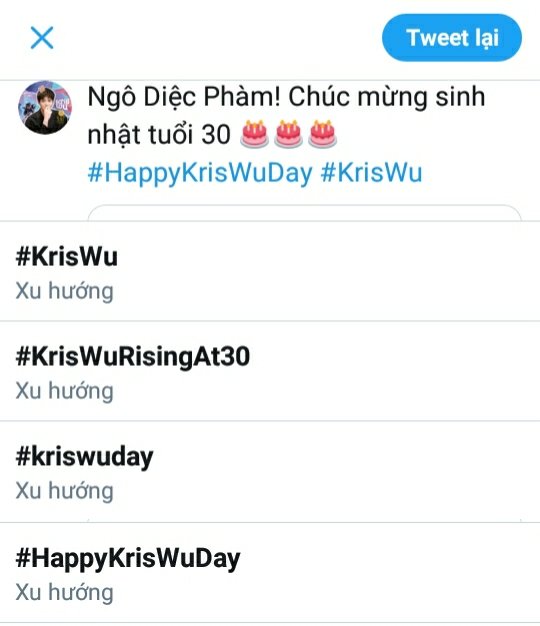 HWuyifan's tweet photo. Both #HappyKrisWuDay & #KrisWu are on Twitter trending in Viet Nam at 09.00 Vietnam time 🔥🔥🔥
Let's trend it together mgn 💪
#KrisWu #HelloActorWu #HAW #WuYiFan https://t.co/5AHIcXm973