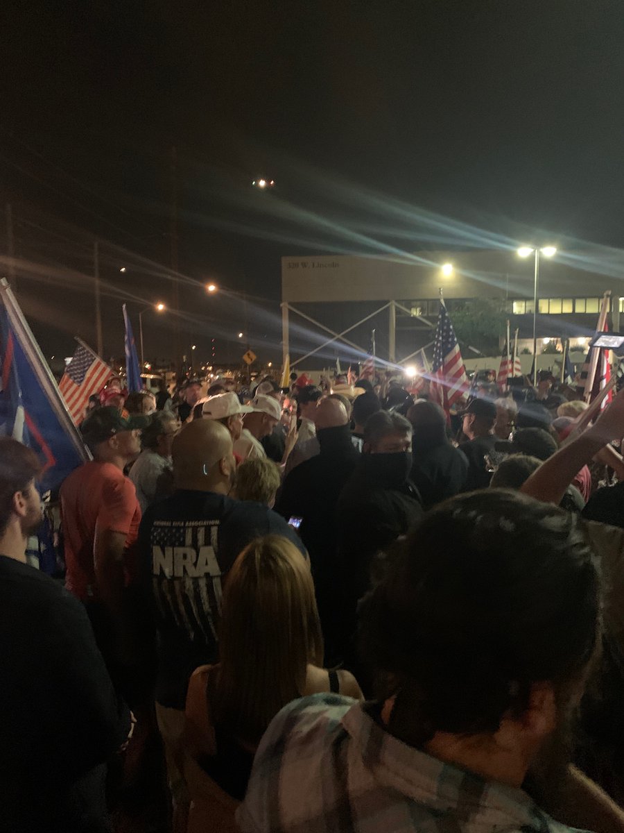 Crowd, which is growing slowly, is thronging around Rep. Paul Gosar, who just arrived