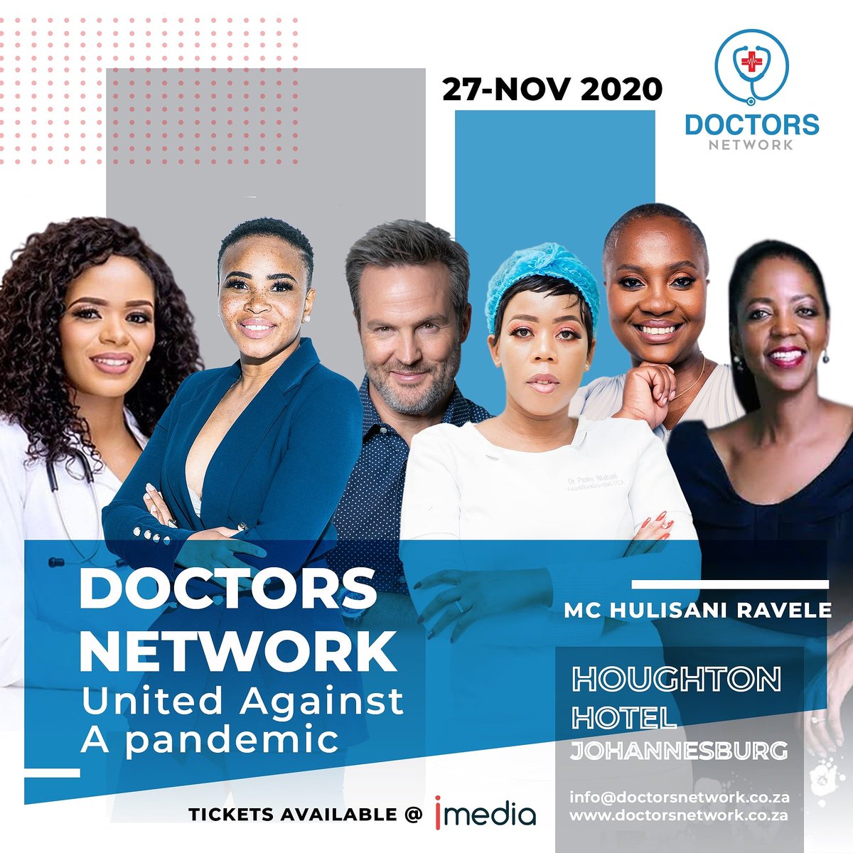 drs_Network's tweet photo. Doctor's Network Presents : Doctors United Against A Pandemic 
Speaker: Dr Nandipha,Dr Judy Dlamini,Dr Pashy ,Dr Sindi Van Zyl,Dr Michael Mol 
#drapp #ilovemydr #i_medialive 
@drpashy @drnandipha @dr.michaelmol @hulisaniravele @sindivanzyl @judynxasaba https://t.co/NctQcPi7dw