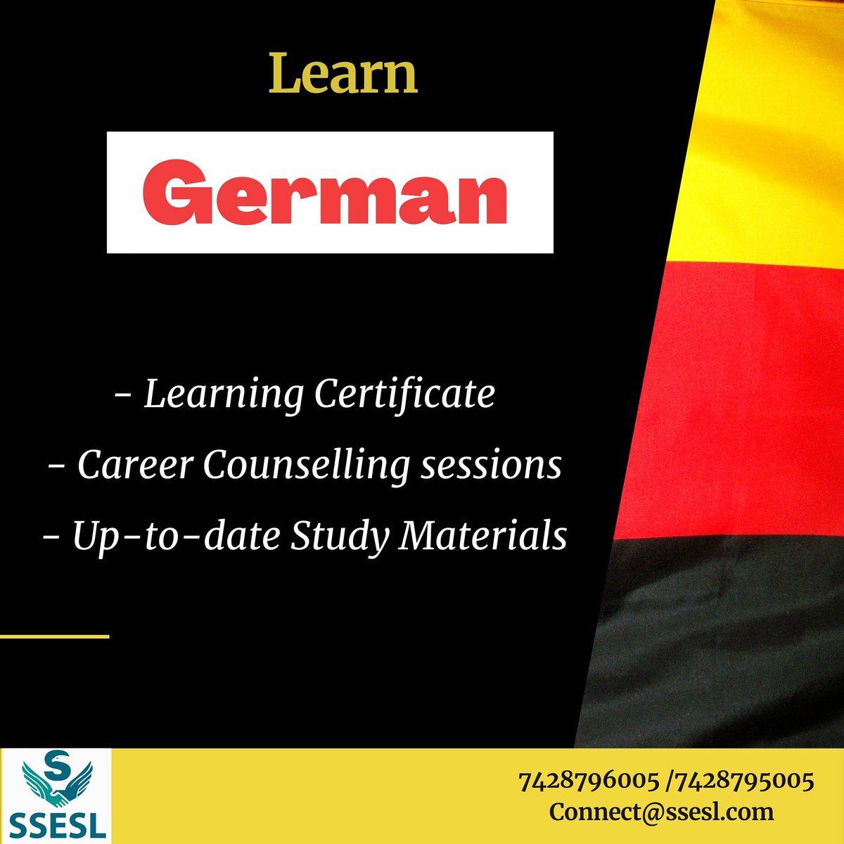 SSESL2's tweet photo. LEARN GERMAN!🇩🇪

- Learning Certificate
- Career Counselling sessions
- Up-to-date Study Materials 

Contact SSESL now!📞
7428796005 /7428795005

Connect@ssesl.com

Or Visit
https://t.co/zz3okWQCRw 

#learnlanguage #learngerman #learngermanonline #learngermanwords https://t.co/ZSltCD8mXZ