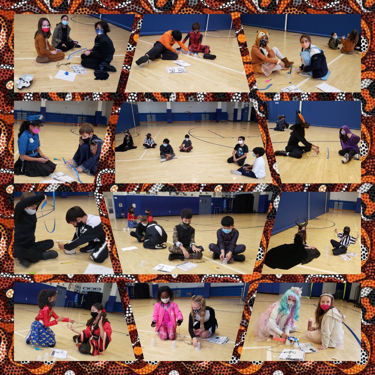 OLCSchool's tweet photo. Halloween 2020 at OLC: 4th grade spread out in the gym to work in pairs on a STEM challenge. Two cohorts, two weeks. #OLCpride #rcan #OLCthePlacetoBe #wegotthis #halloweenstem #AlwaysOLC https://t.co/4OWwj4aoxo