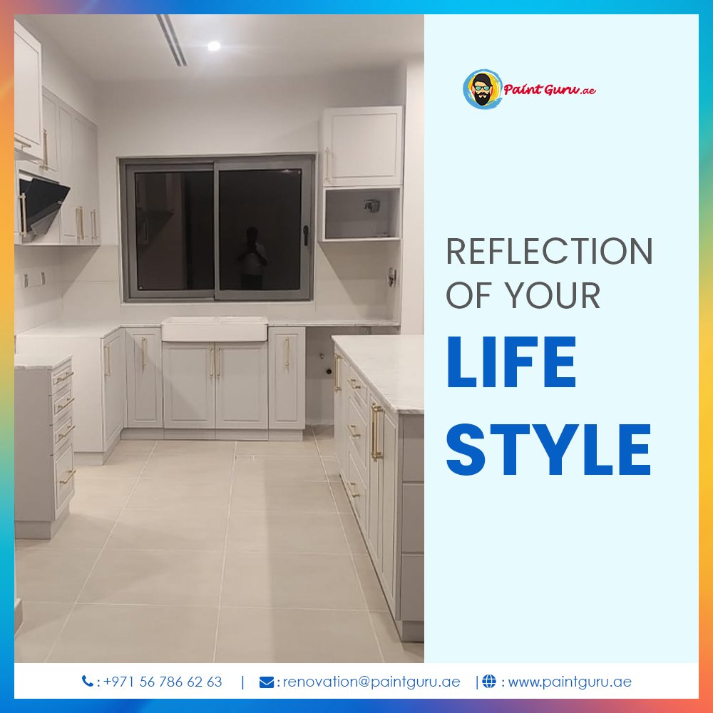 'Reflection of your Lifestyle' Paint Guru 3D Kitchen Design and Renovation Service. Call PaintGuru +971567866263 Visit the website paintguru.ae to know more. #paintguru #kitchen #kitchens #kitchendesign #kitchenideas #kitchenremodel #dreamkitchen #kitchencabinet