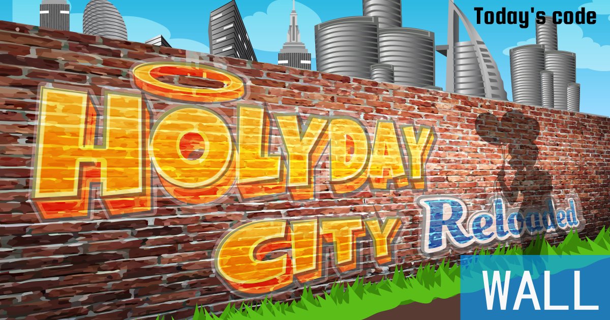HolydayCity's tweet photo. Thanks all for your love! Enjoy the HCR and claim wonderful prizes !!! Here is your code (WALL). https://t.co/y7PpFHpatg