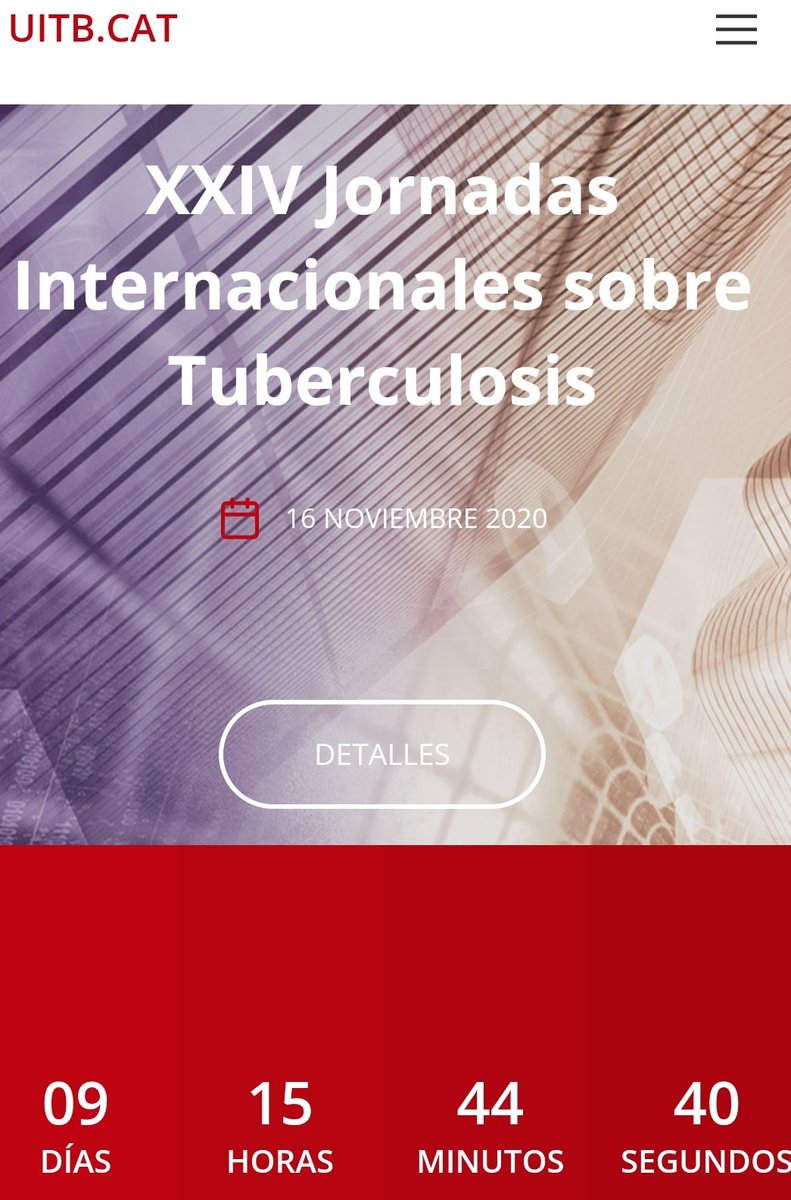 TB_UITB's tweet photo. 👍 Jornadas Internacionales de TB (16-17 Nov): ya solo faltan 9 días. Inscripciones ya solo vía webinar. Programa e inscripciones: https://t.co/Yb4ng9T6mF

🙏 Se agradecerán comentarios sobre nuevo diseño de la web en info@uitb.cat https://t.co/ZGTkO7aHDF
