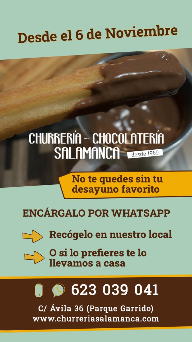 El_Rockme's tweet photo. Mis buenos amigos de Churreria Salamanca continuan con servicio Take Away. 
Además, si eres perezoso han activado servicio a domicilio. Toda la información en su web 👇👇
https://t.co/K3fuRQYnH9 https://t.co/X9JfaZMzsl