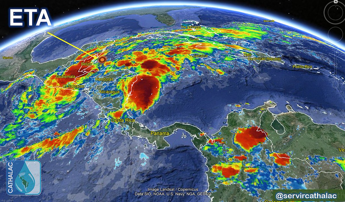 servir_cathalac's tweet photo. Track actual de la tormenta tropical ETA. Sus vientos se mantienen en 35mph https://t.co/UdYTPAsUea