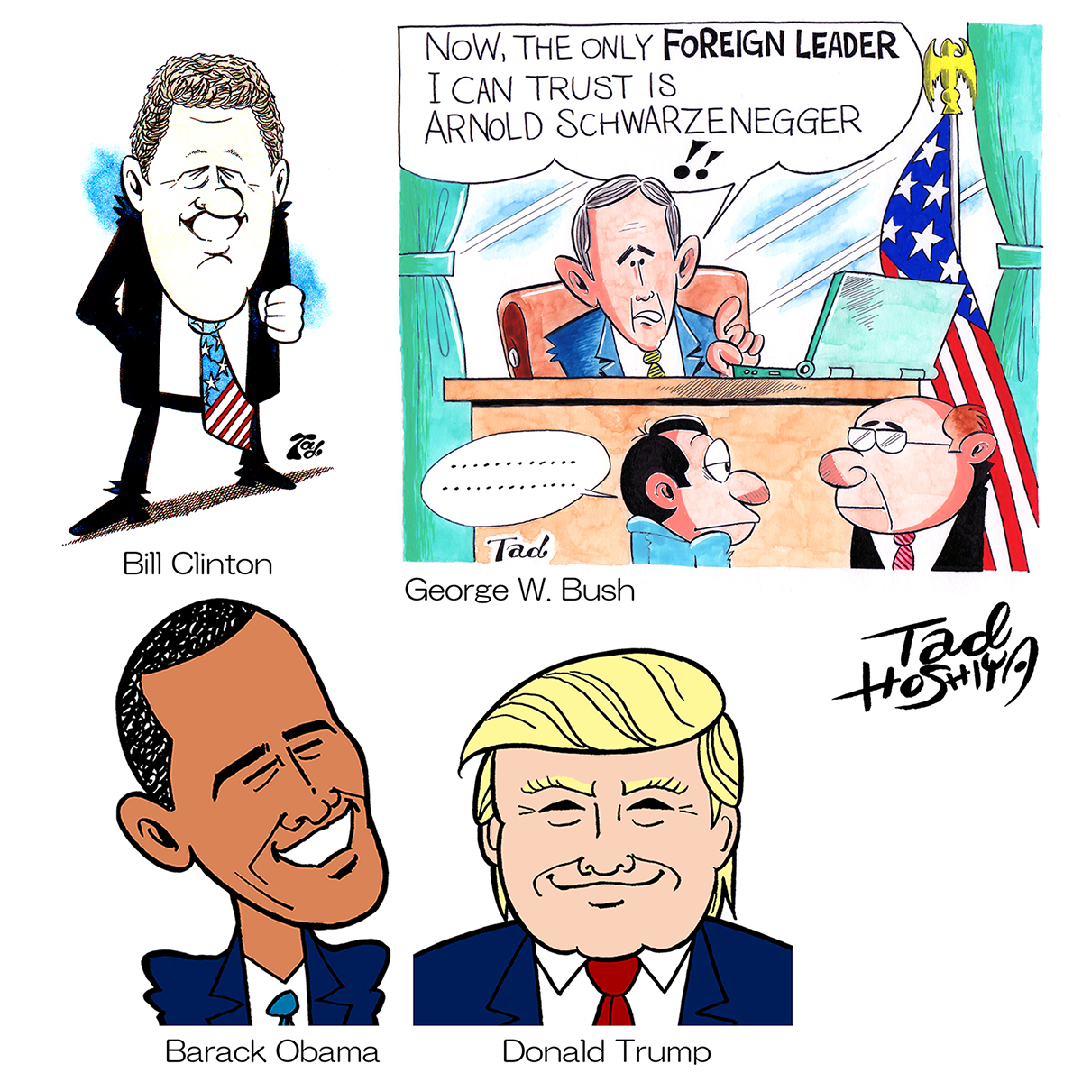 Presidents of the United States of America
最近の4人のアメリカ大統領。いずれも仕事で描いたもの。 