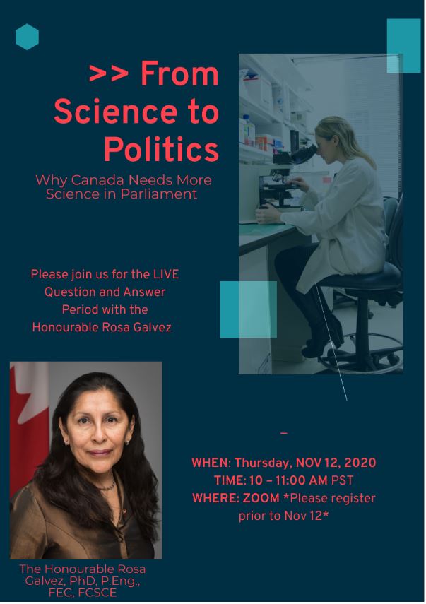 Join us Thursday, NOV 12, 2020 at 10 – 11:00 AM PST via ZOOM for a live Question and Answer period with Rosa Galvez, one of Canada’s leading experts in pollution control and its effect on human health.

*Please register with caroline.majeau@ufv.ca and the link will be provided*