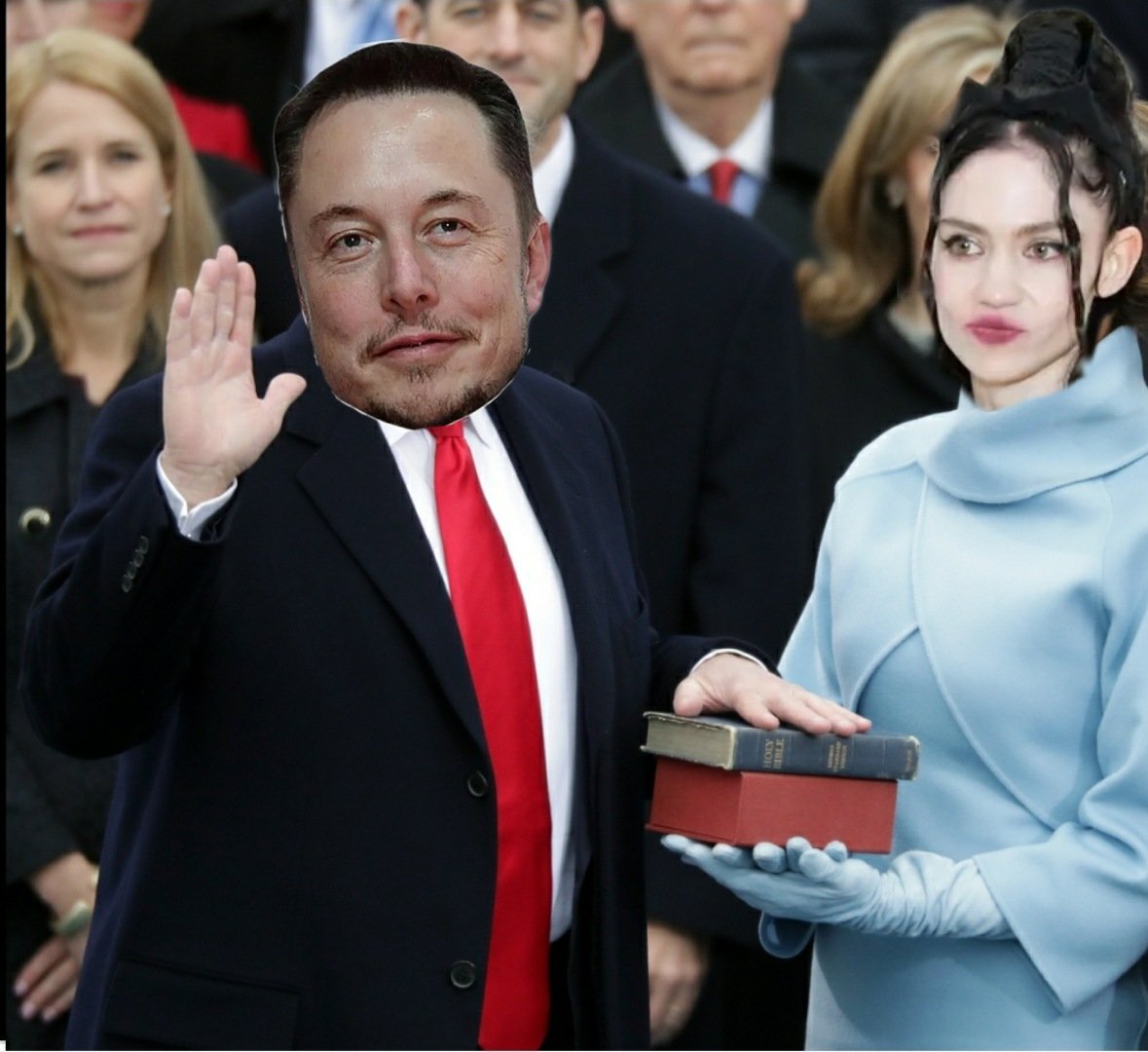 RealElonMuskUS's tweet photo. Today, Me and the First Lady of the United States, @Grimezsz took the oath of office and Swore on God to protect and serve the country to the best of my ability. (It's the law I had too, but we already knew I will) Gonna be the best ass prez ever🇺🇲 #Musk2020 https://t.co/cmmxnEVar9