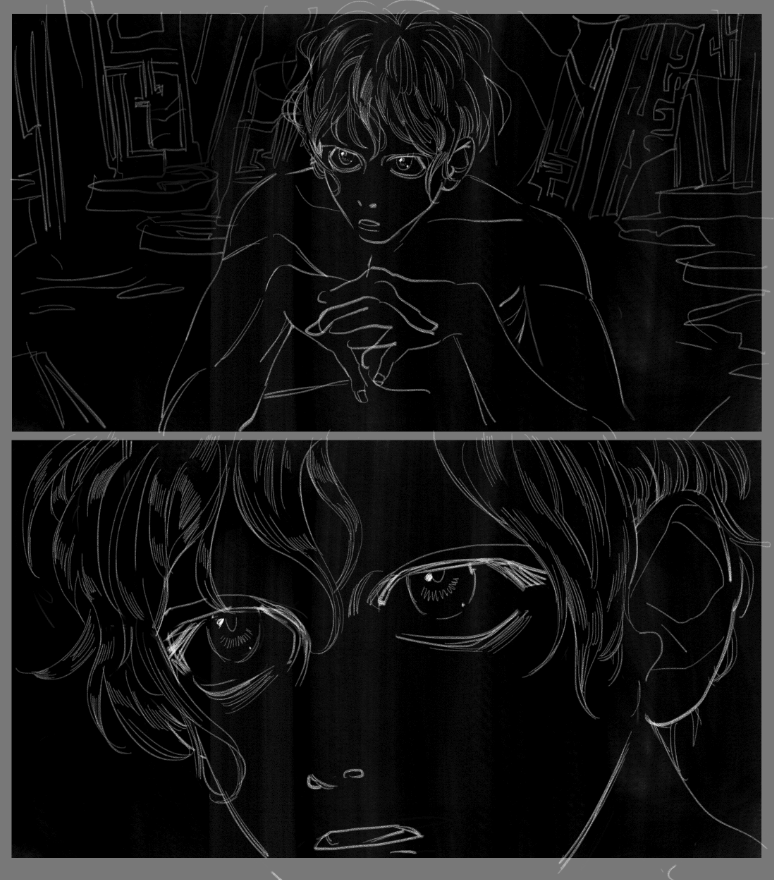 the comic itself is only a few panels long, but I definitely lost motivation after sketching it out. i'm not sure it was ever really going anywhere 