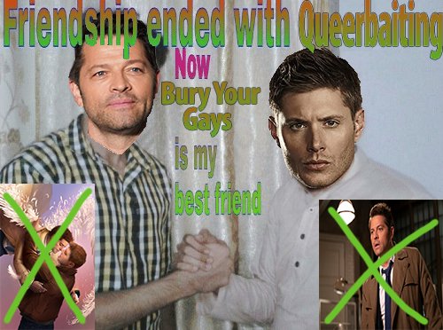 portabible's tweet photo. i havent watched #Supernatural  for like 5 years but making #destiel canon and then immediately killing cas is the biggest homophobic power move ever and i am losing my fucking mind rn https://t.co/hKZPOvx6mG