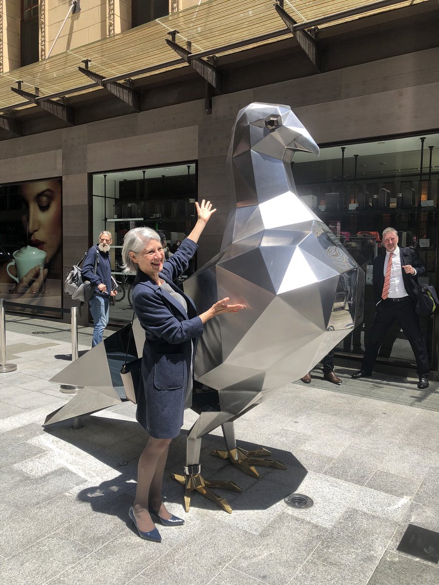 sandyver's tweet photo. Ta-da! Loved launching Pigeon by artist Paul Sloan in @rundlemall  today. This exciting piece in Gawler Place will build on the legacy of public art across the city and add to the @CityofAdelaide's reputation as a place of creativity and culture. #Adelaide https://t.co/377rfHvqSF