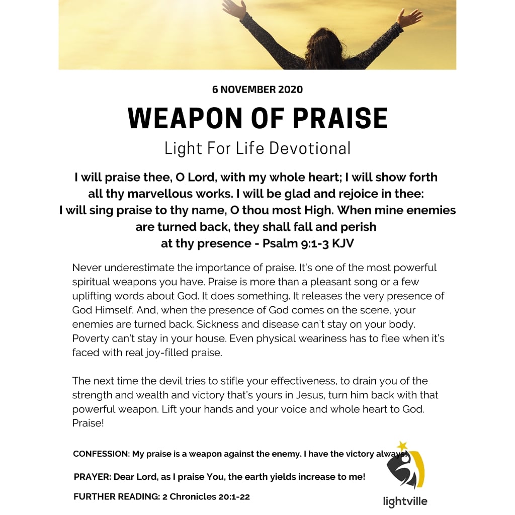 lightvillecc's tweet photo. #DailyDevotional #WeaponOfPraise #Lightville https://t.co/odFyjLEYgg