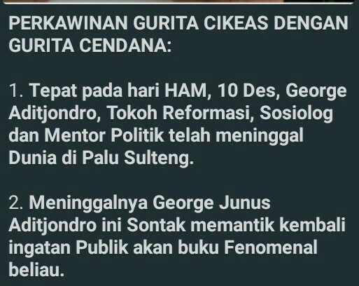 copas : Melawan lupa PERKAWINAN GURITA CIKEAS DENGAN GURITA CENDANAoleh : George Aditjondro
