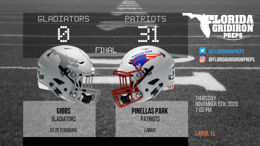 FLgridironpreps's tweet photo. SPRINKLE ME...

Pinellas Park Patriots 31
St. Pete Gibbs Gladiators 🍩
FINAL

👉 Pinellas Park will host East Bay next week in @FHSAA 7A #Playoffs Play-In Game

https://t.co/VBOfLqXbit
#FLgridiron via @coachGales

#CutTheFanOn
@PP_BigRed @BrenyenScott @IAjboyd 

@GHSgladiatorFB https://t.co/WnSJAgyqKZ