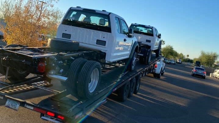 PeoriaFord's tweet photo. Trucking Thursday! Two more units headed north! Interested in some of these for yourself? Call the Peoria Ford Commercial Fleet Sales Team today at (623) 523-6151. #WeOwnWork https://t.co/E2ssPX762x