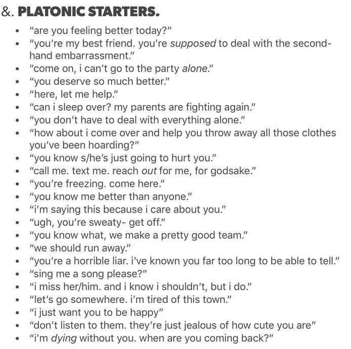 ♡ for a randomly chosen ( 𝙥𝙡𝙖𝙩𝙤𝙣𝙞𝙘  ) starter. quote and comment your choice if you have a specific preference.