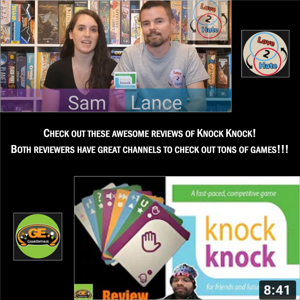 TrinityCraftGms's tweet photo. Love2Hate
https://t.co/P55pTLh1d0
Game Enthus
https://t.co/1kMM6GbzAK
#gamereviewers
#knockknockcardgame
#gamenight https://t.co/Sfi56uxtMQ