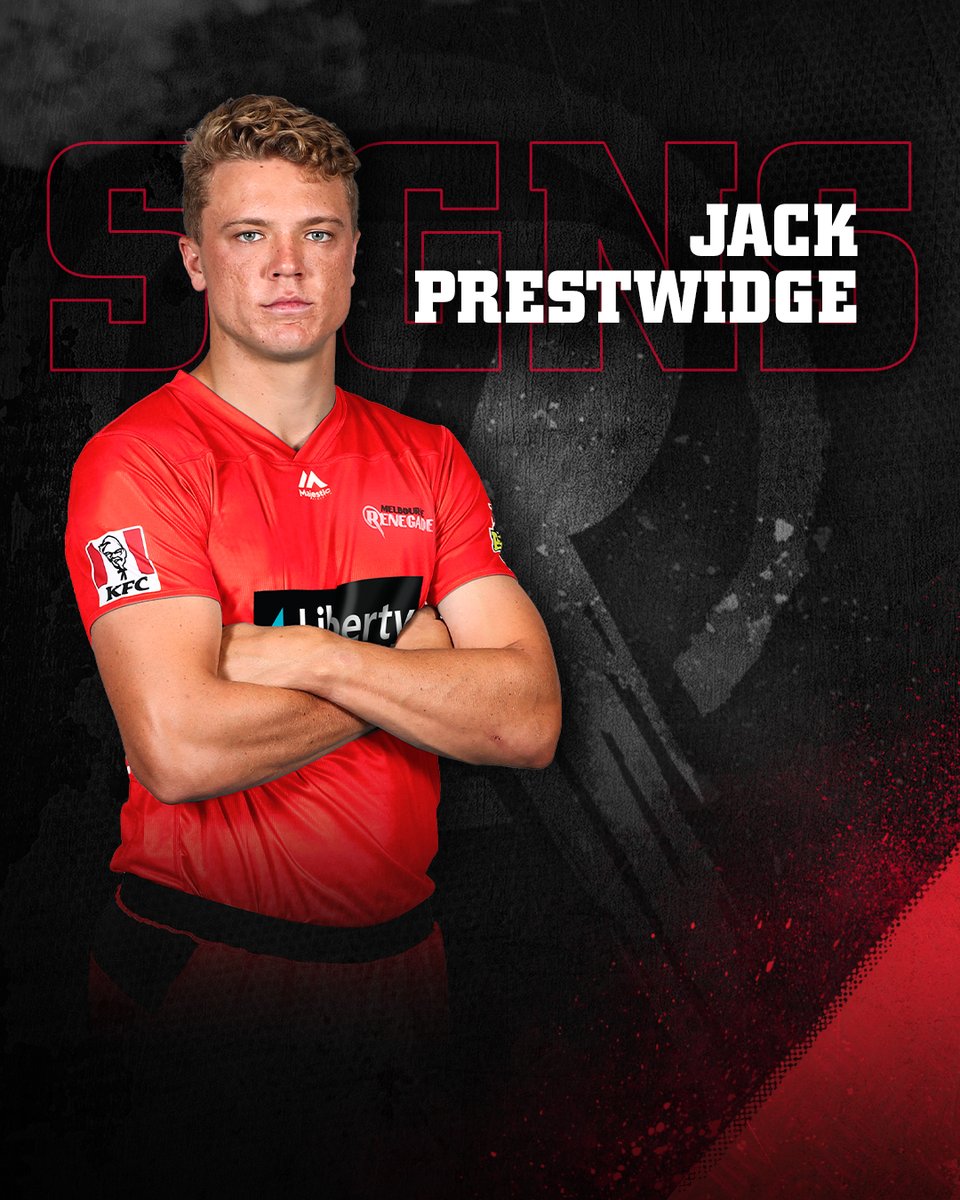 RenegadesBBL's tweet photo. "Jack Prestwidge is one of the most exciting young all-rounders in Australia".

Don't take our word for it - just ask our coach @maxyklinger! https://t.co/pJRihFYScx 

Welcome to the Gades, Jack #GETONRED https://t.co/ocNDSoJdw7