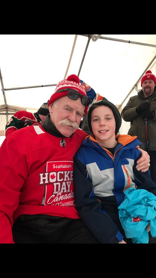 My son and Lanny last year during hockey day in Canada.