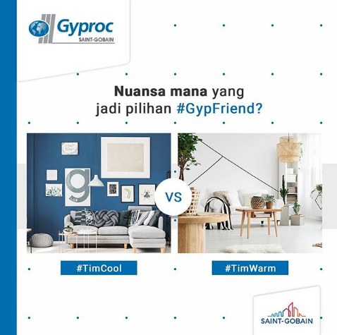 GyprocID's tweet photo. #GypFriend kira-kira tim yang mana nih? #TimWarm atau #TimCool?
Yuk, tulis di kolom komentar.
Mau tahu apa yang membedakan nuansa warm dan cool buat ruangan kamu ala Gyproc? Tunggu jawabannya hanya di media sosial Saint-Gobain Gyproc. https://t.co/58NRkPUjMp