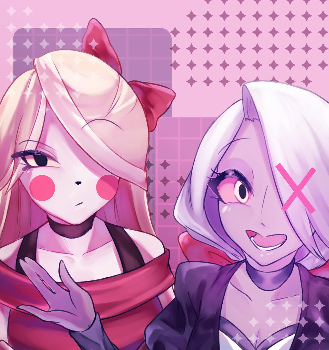 Recently found <a href="/neneobligar15/">✨ neneobligar ✨</a> 's Chaggie swap designs and I am in love! <3 
#HazbinHotel #HazbinHotelCharlie  #hazbinhotelvaggie #rainbowmoth