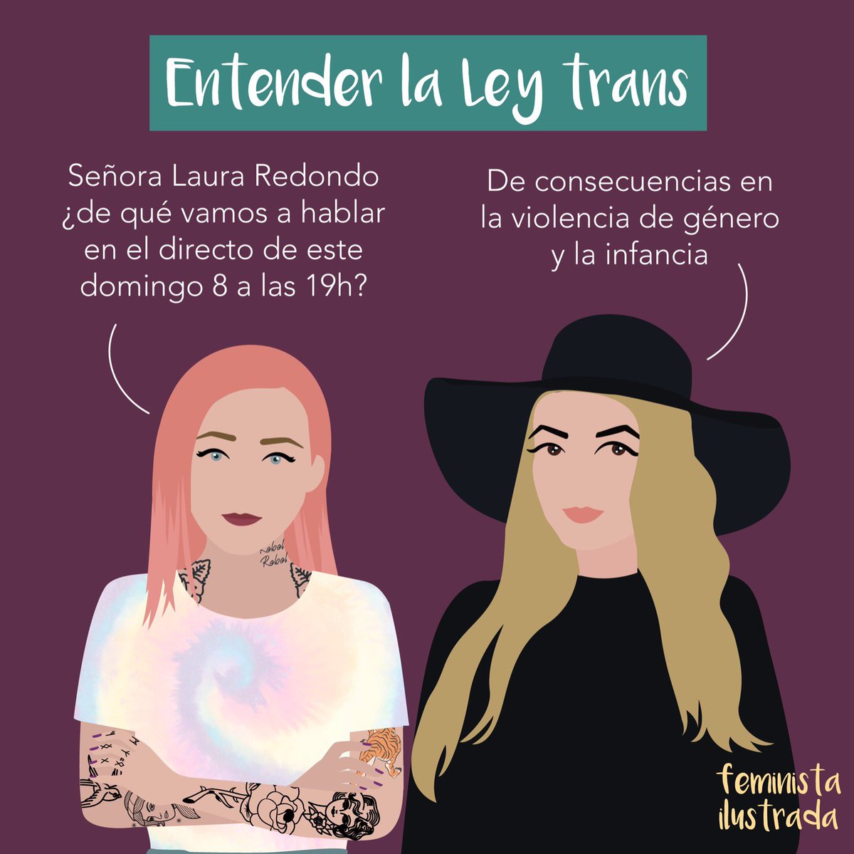 DraLauraRedondo's tweet photo. Debido a la gran desinformación que hay con la”Ley Trans”y las graves consecuencias en mujeres y menores de distorsionar la categoría sexo, objetiva y necesaria para visibilizar la violencia, lanzamos un ciclo de charlas con distintas profesionales. Os esperamos en Instagram ✊🏼💜 https://t.co/agICJtRCll