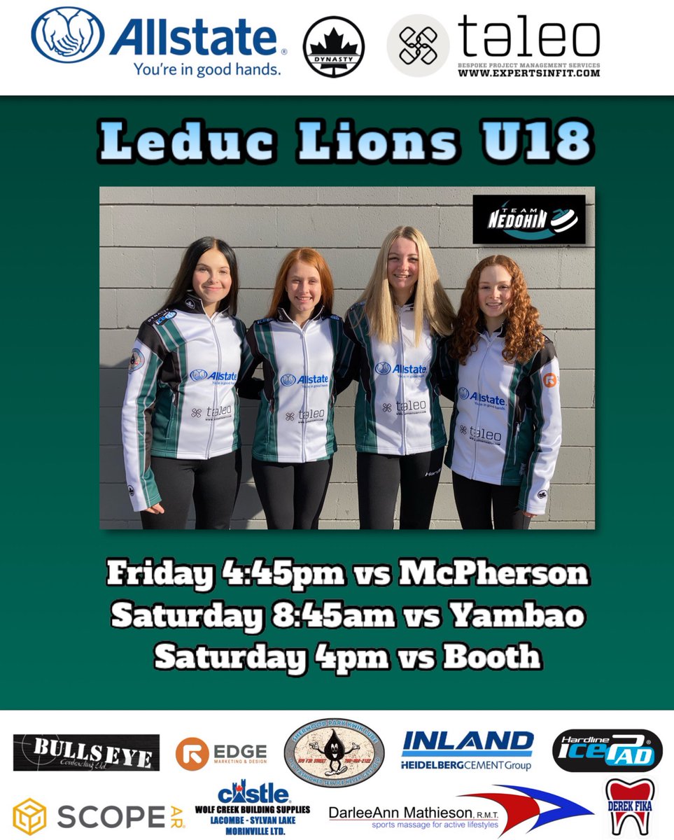 Here we go! Heading down the road to <a href="/LeducCurling/">Leduc Curling Club</a> Lions U18 Spiel. We are on the ice later tomorrow afternoon 😁