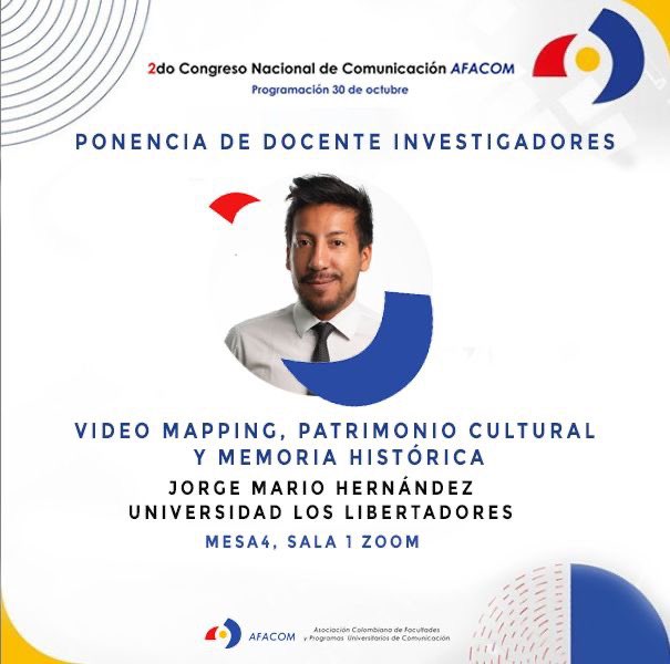 jennydanna1's tweet photo. Nuestro #FullInvestigador @Mario_Hdez del grupo #FullCCT de @UniLibertadores nos representó en el 2do congreso de @afacomco, con la ponencia #videomapping, #patrimoniocultural y #memoriahistórica 👉🏻 Excelentes resultados #FullInvestigaciones #OrgulloLibertador Enhorabuena 👏🏻 https://t.co/4CEr0pwNpq