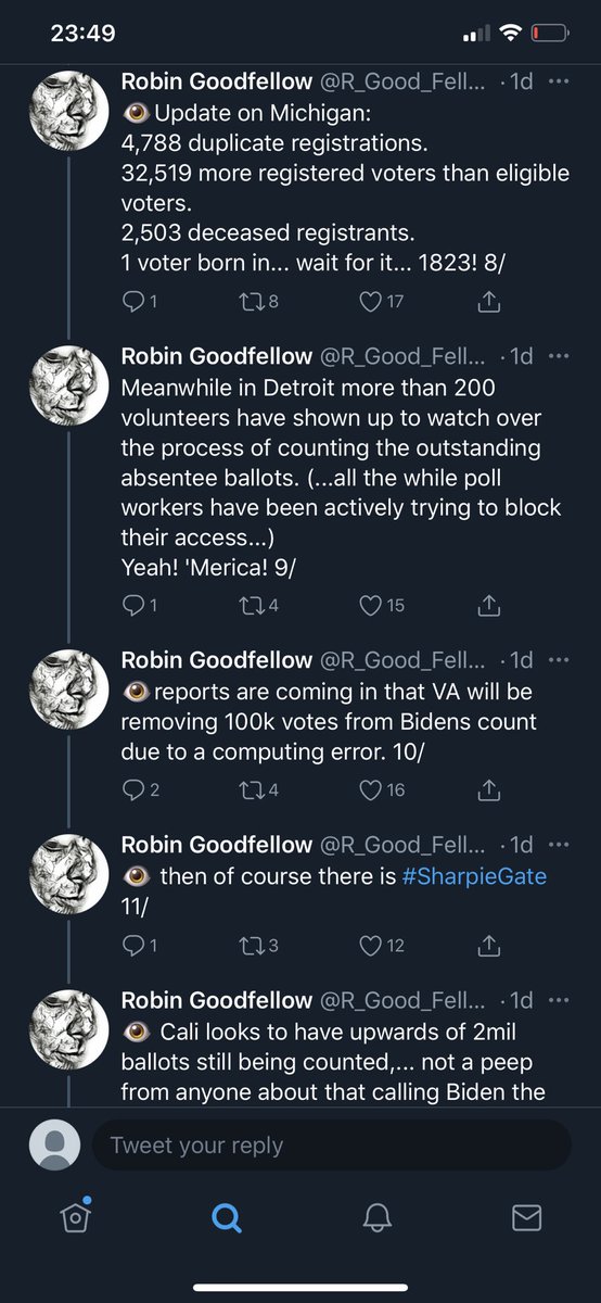 People are allowed to watch ballot counting. There was an army of republican lawyers overseeing the vote counting in Wayne country, as well. This is totally misleading. Virginia didn’t report Fairfax county until late in the night, well after the rest of the state.