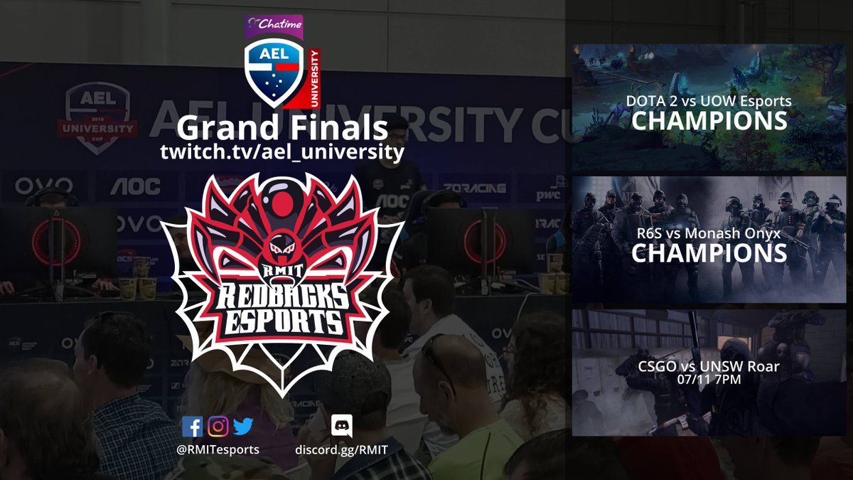 RMITesports's tweet photo. Are you ready? We've got one more Grand Final for the season!
7PM Saturday via https://t.co/XUDkzsRPhk
#RMITRedbacks #RMITesports #RMITSport #RMITStudentLife https://t.co/qI6sfvTjPi