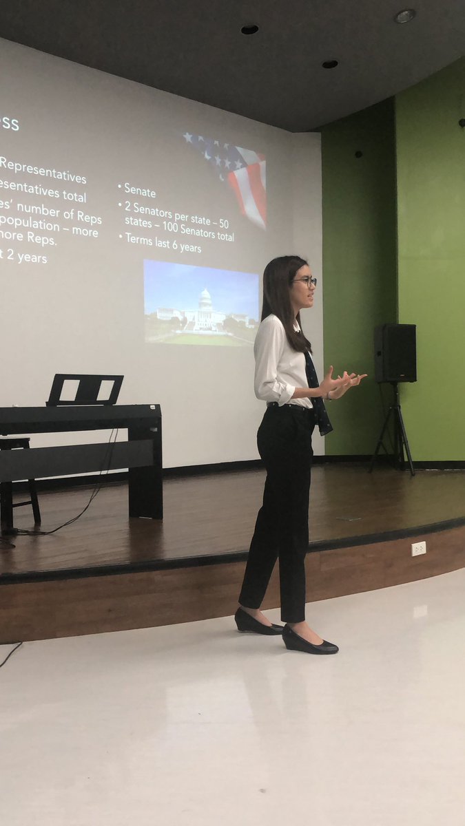 HarrowbkkSF's tweet photo. Rena in B12 explaining the US election process to a group of interested Yr8 students at lunchtime today @HarrowBKKLiA @HarrowBangkok https://t.co/qE7IEkCEzD