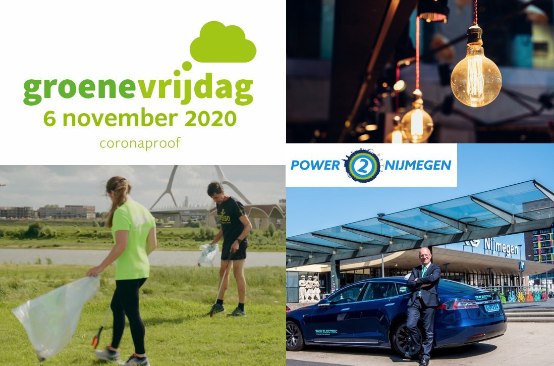Vandaag is het Groene Vrijdag! Wegens Coronamaatregelen zal het dit jaar anders dan anders zijn, maar er staat meer dan genoeg op het programma. De aftrap is door burgemeester Bruls. power2nijmegen.nl/doe-ook-mee-me…
@elektrischetax1 <a href="/GreenCapital18/">Nijmegen European Green Capital 2018</a> <a href="/Dar_nv/">Dar nv</a> <a href="/HANnl/">HAN University of Applied Sciences (HAN)</a> <a href="/NLBloeit/">NederlandBloeit!</a> #nijmegenmax