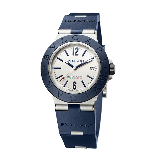 時計 宝飾 眼鏡 ハラダ Bvlgari ブルガリ ブルガリ アルミニウムトリコロール 価格 357 500円 税込 アルミニウムに1 000本限定モデルが登場 ブルーを基調とした今回のアルミニウムは文字盤にtoricolore イタリア国旗カラー を記載 ブルガリの