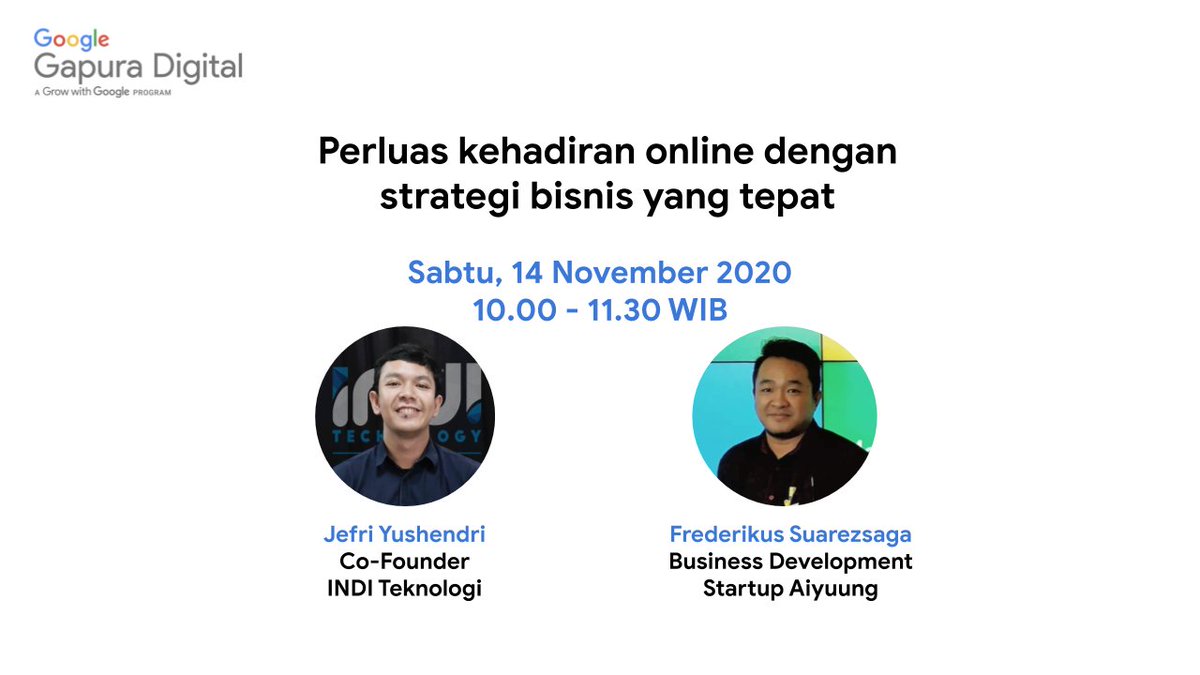 googleindonesia's tweet photo. 📢 Yuk, ikuti kelas pelatihan online GRATIS dari Google!
Cek posternya untuk detail jadwal kelas, topik, dan pembicara.

Registrasi dibuka hingga H-1 acara, 15.00 WIB. Daftar sekarang di ⬇️
https://t.co/0Du8eYVgkm

Link livestream akan dikirimkan via email setelah pendaftaran. https://t.co/uQ3JuNdZWR