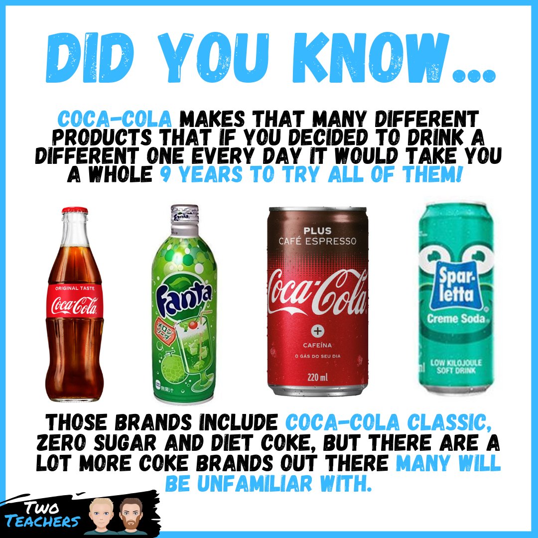 TwoTeachersBiz's tweet photo. What is the strangest/most surprising Coca Cola product you have tried? 🤨

A good little conversation starter around product portfolios and profitability 👍

#cocacola #productportfolio #infographic #businessstudies https://t.co/AB4sOg7fio