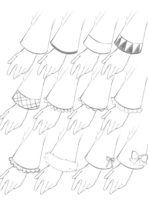 こうやって袖口だけとって見てもデザインって色んな種類あるし、ただ服のパーツって思ってたけどこういう細かなところで服飾の善し悪しって決まってくるんだろうな 