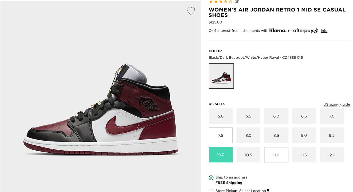 jordan aj 1 mid womens canada