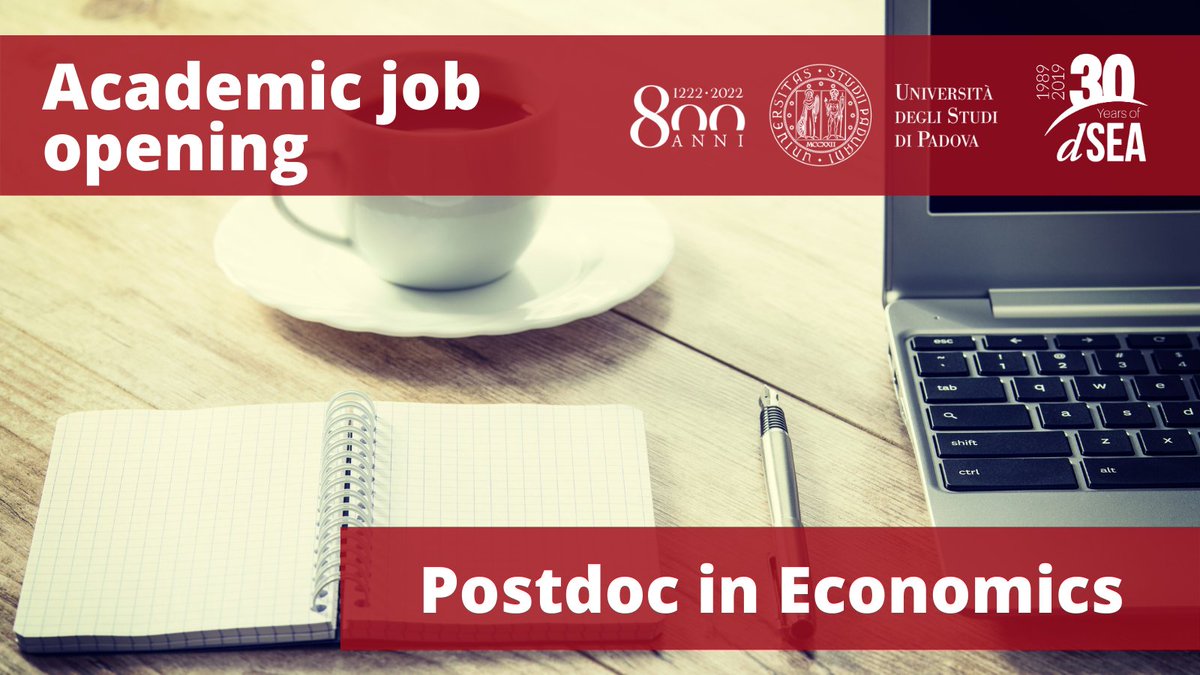 dSEA_Unipd's tweet photo. Once again at the #europeanjobmarket! We are hiring one postdoc in economics, open to all fields. Great department, great city!
Please spread the word and apply by November 30! #econjobmarket #EconTwitter
https://t.co/PW7qV5HAoC https://t.co/wIM8Nd37zk