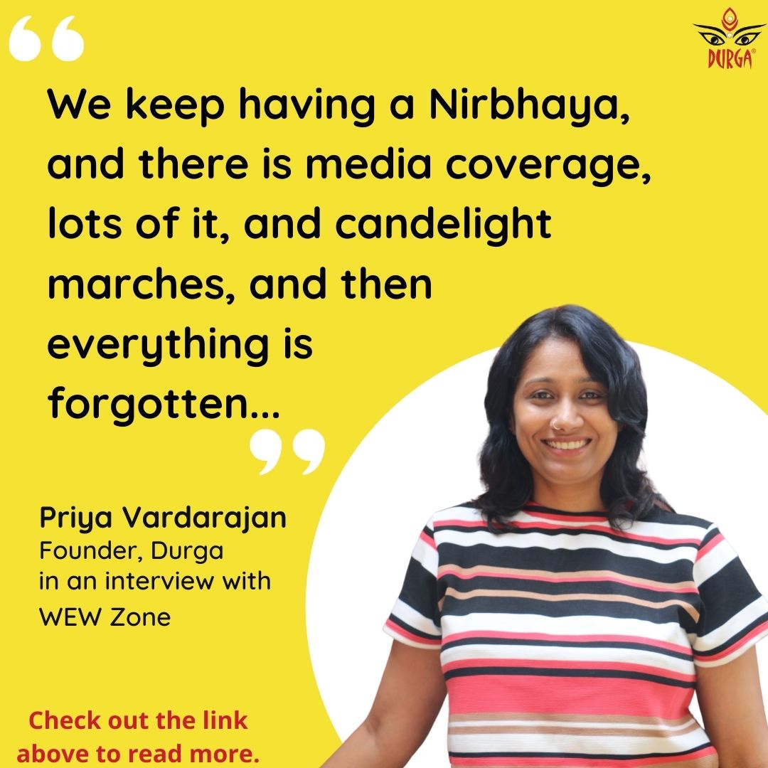 DurgaIndia1's tweet photo. "We keep having a 'Nirbhaya', and there is media coverage, lots of it and candlelight marches, and then everything is forgotten." -- Priya Vardarajan, Founder, Durga
https://t.co/kFHKdMx0Tr
#durgaindia #BeaDurga #womenempowerment #voiceofawoman #speakup #makenoise #genderissues https://t.co/0oFs4ufRNg